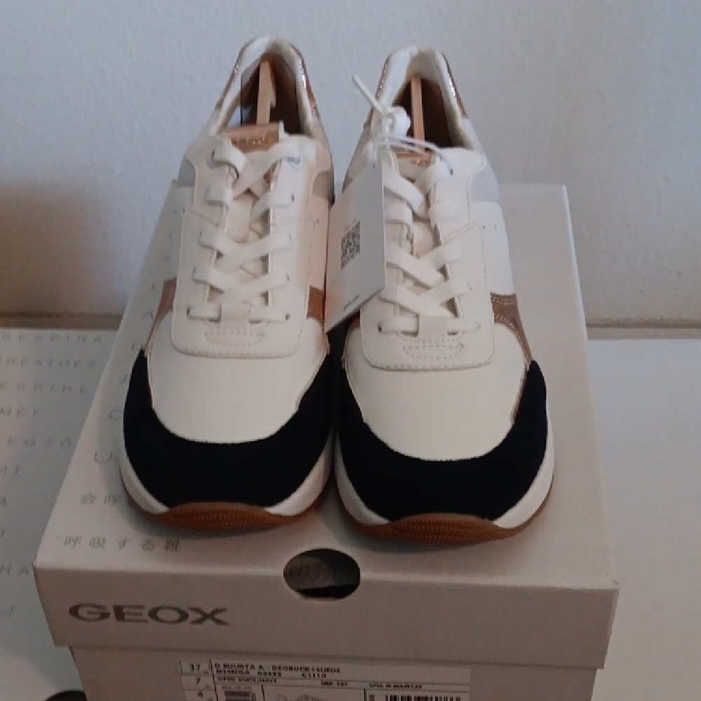 Geox Men's White and Black Sneakers